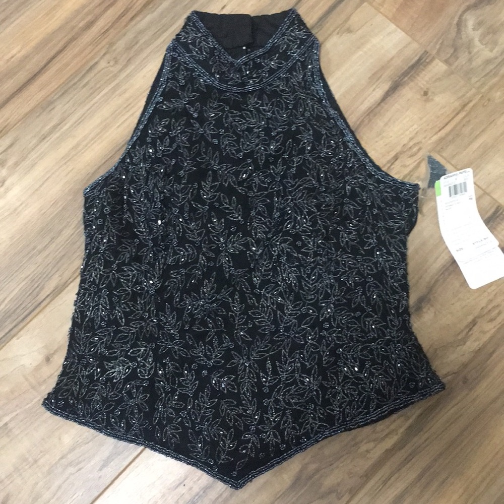 Adrianna papell High neck Full beaded top.